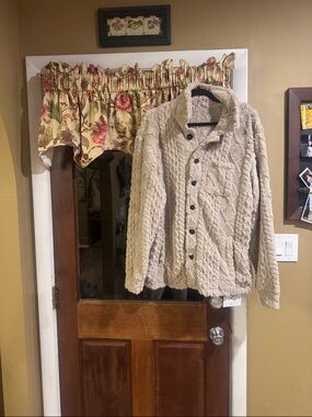 Plush Taupe Sherpa Button-Up Jacket